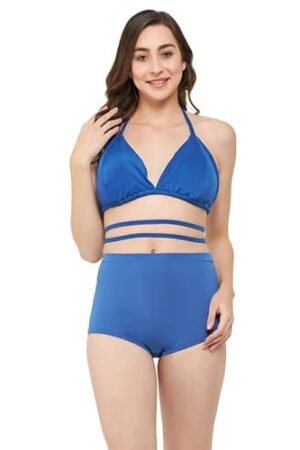 Via Women's Padded Halter Neck Bikini Top & High Waist Bikini Bottoms
