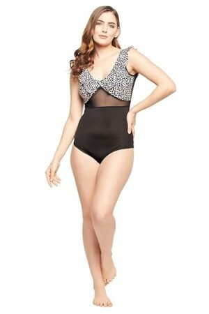 Via Women's Print Me Pretty Two Piece Swimsuit in Black in Black