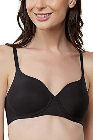 TIN Women's Spandex, Polyester Padded Wired T-Shirt, Full-Coverage Bra