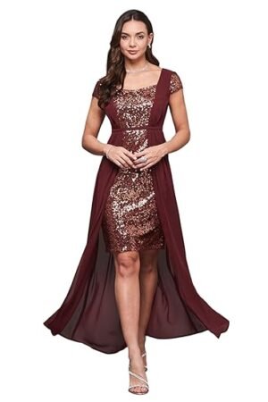 Miss Chase Women's Embellished Fit & Flare Maxi Dress