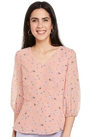 FabAlley Women's Dusty Pink Ditsy Floral Wrap Top